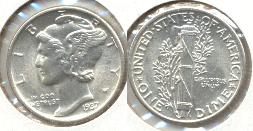 1937 Mercury Dime MS-60 n