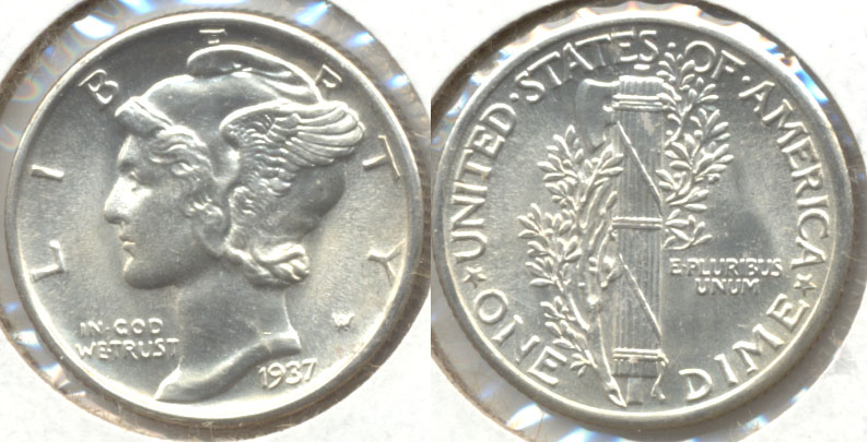 1937 Mercury Dime MS-60 p