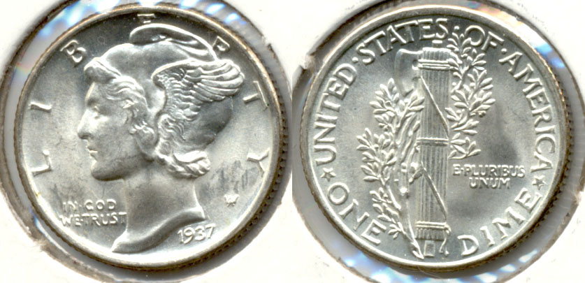1937 Mercury Dime MS-63 d