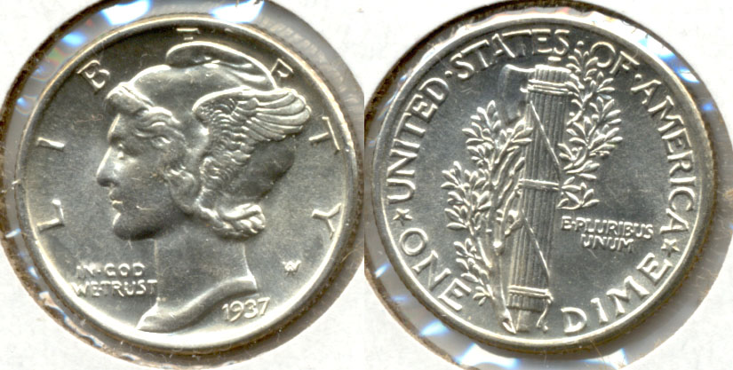 1937 Mercury Dime MS-63 e