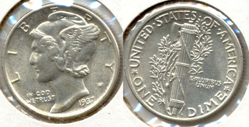 1937 Mercury Dime MS-63 f