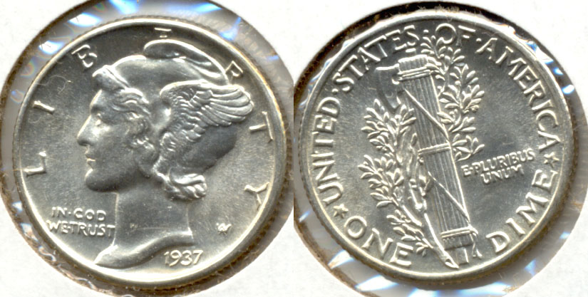 1937 Mercury Dime MS-64 Split Bands g