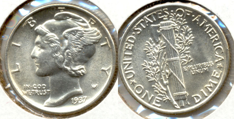 1937 Mercury Dime MS-64 Split Bands h