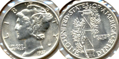 1937 Mercury Dime MS-64 b
