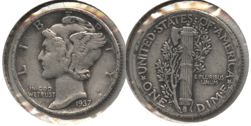 1937 Mercury Dime VF-20 #d