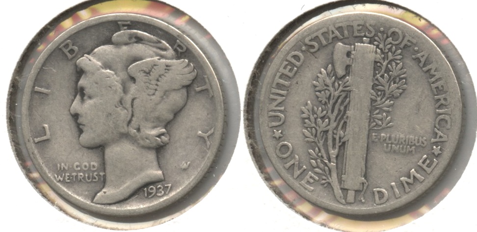 1937 Mercury Dime VG-8