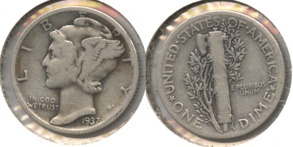 1937 Mercury Dime VG-8 #a