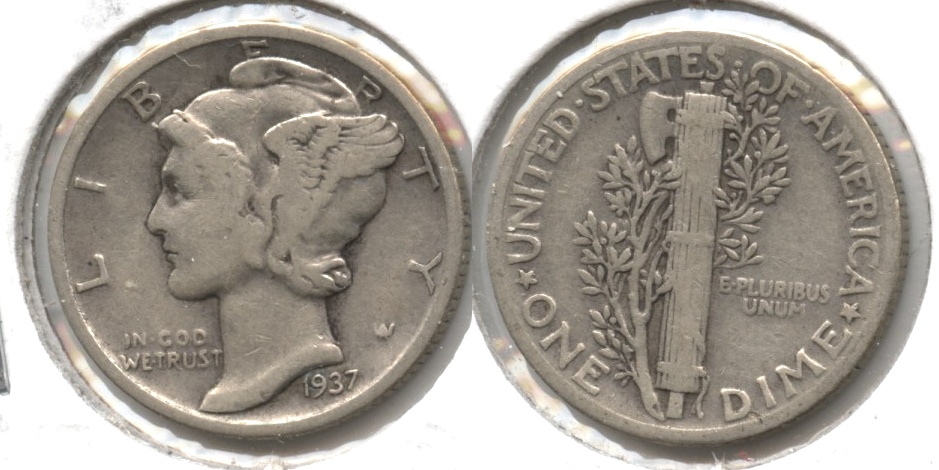 1937 Mercury Dime VG-8 #c