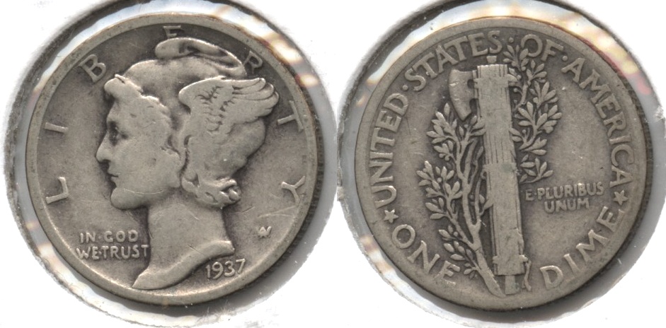 1937 Mercury Dime VG-8 #e