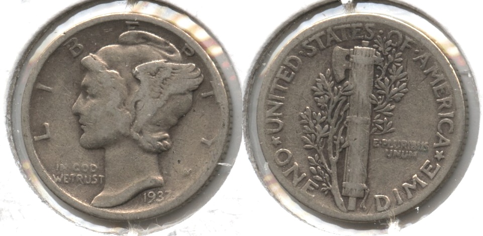 1937 Mercury Dime VG-8 #f