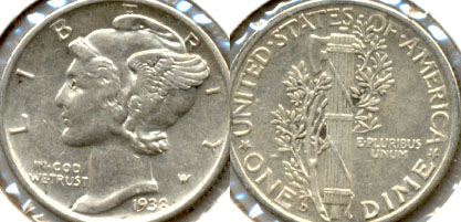 1938-D Mercury Dime AU-50