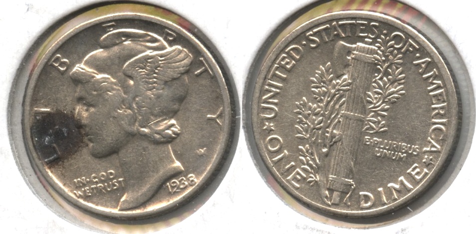 1938 Mercury Dime AU-50