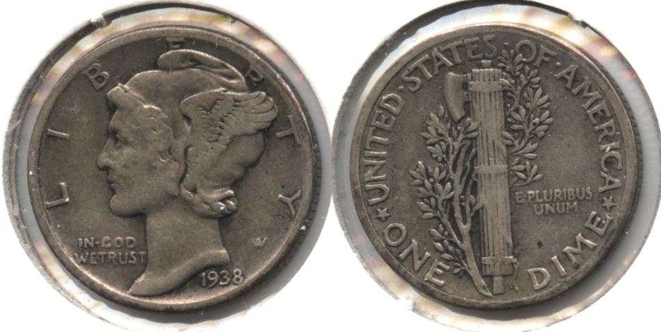 1938 Mercury Dime Fine-12 #f