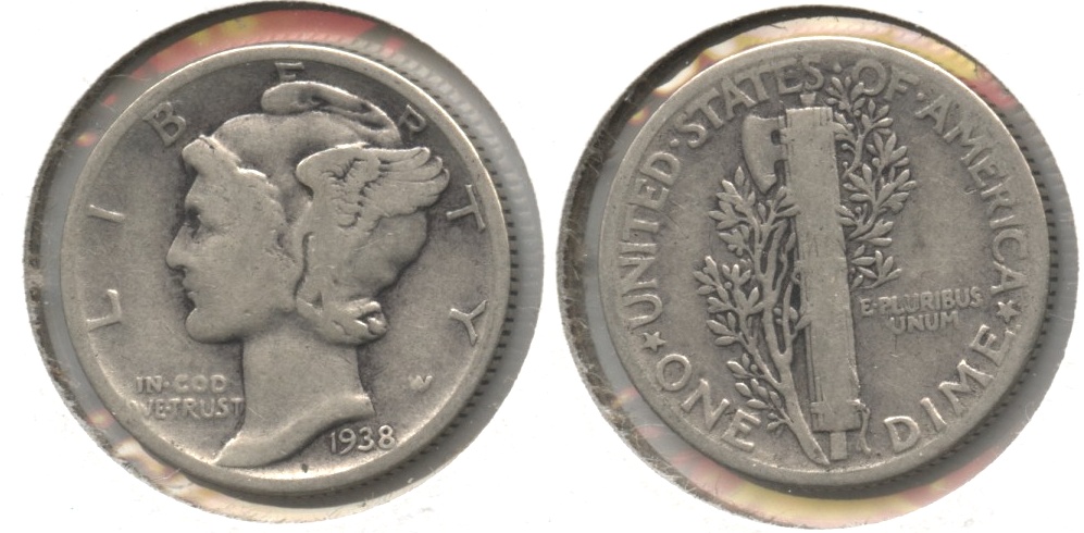 1938 Mercury Dime VG-8