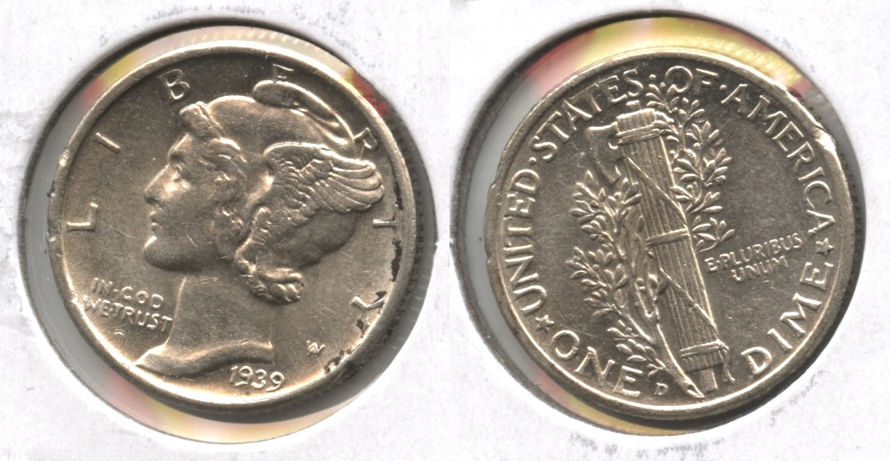 1939-D Mercury Dime AU-50 #e