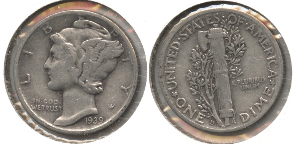 1939-D Mercury Dime Fine-12 #b