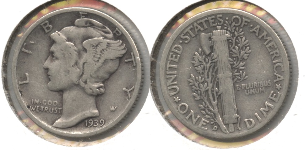 1939-D Mercury Dime Fine-12 #e