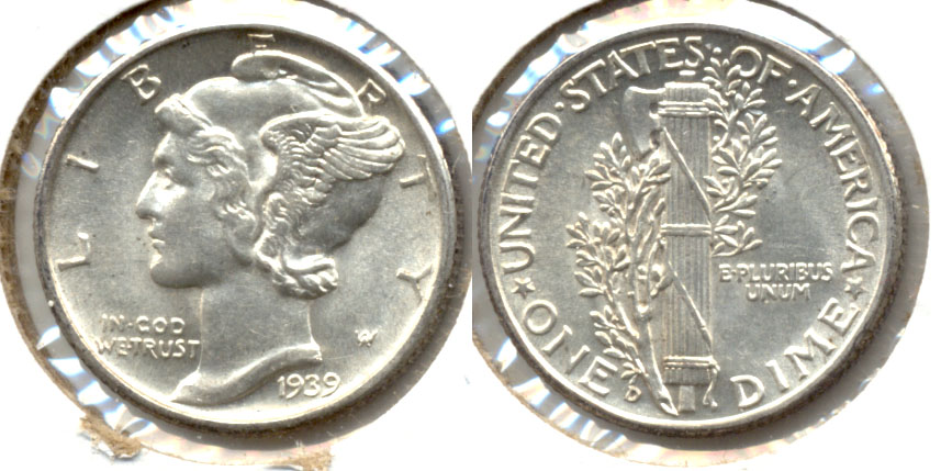 1939-D Mercury Dime MS-60 b