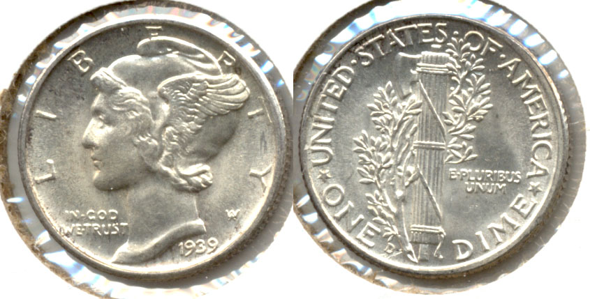 1939-D Mercury Dime MS-60 c