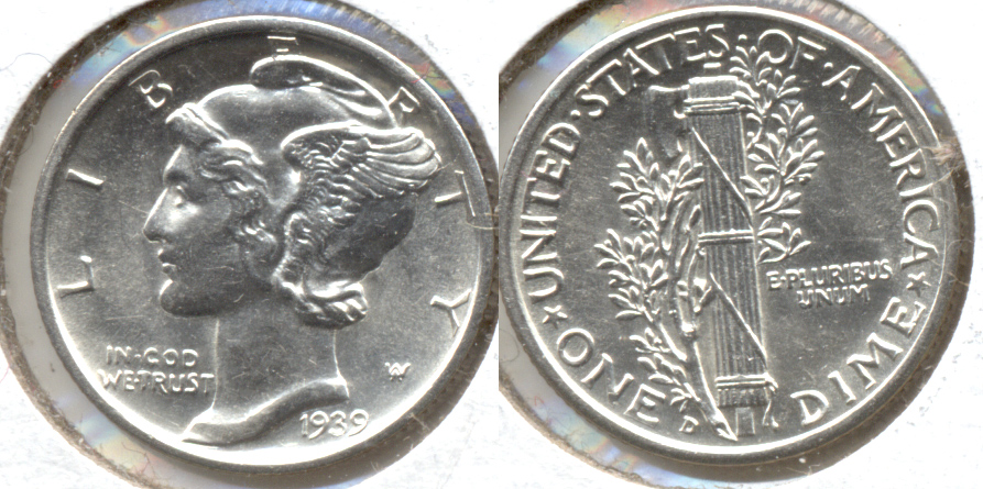 1939-D Mercury Dime MS-60 d