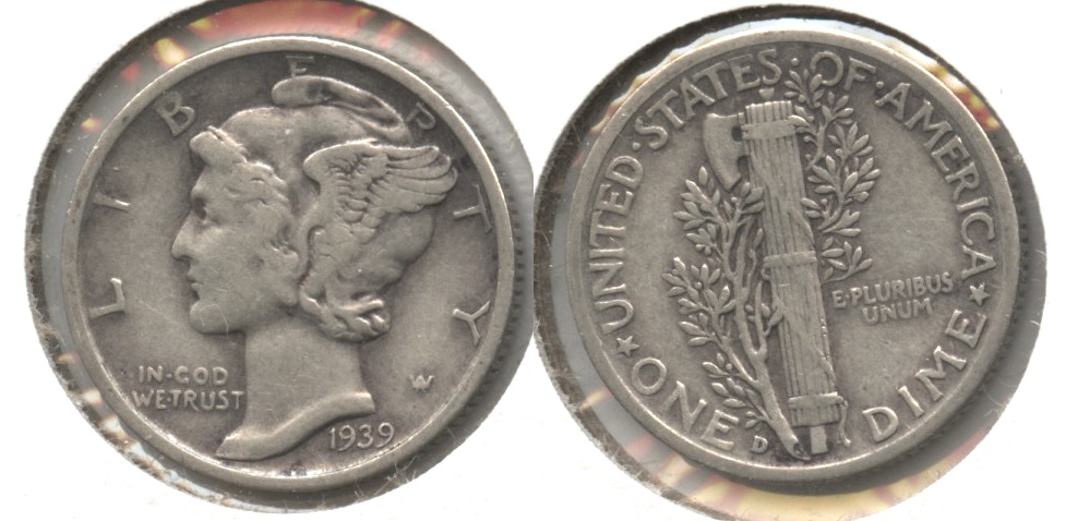 1939-D Mercury Dime VF-20 #a