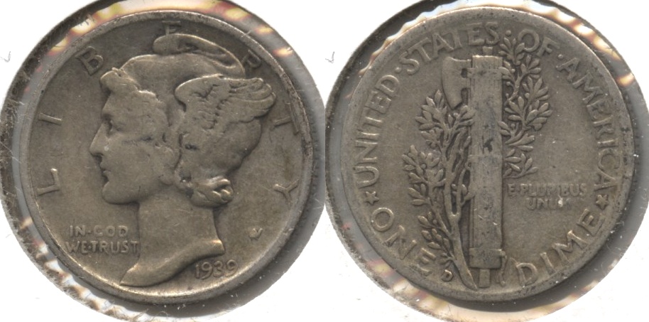 1939-D Mercury Dime VG-8 #p