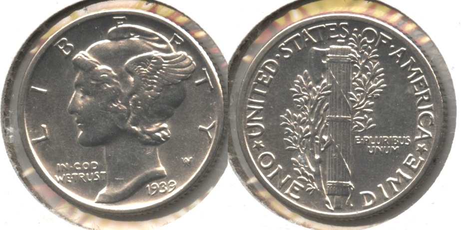1939 Mercury Dime AU-50 Cleaned