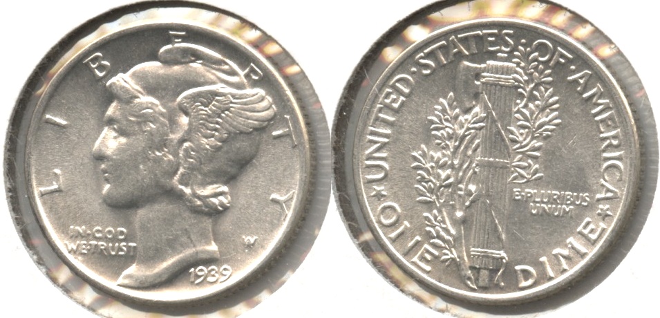 1939 Mercury Dime AU-55