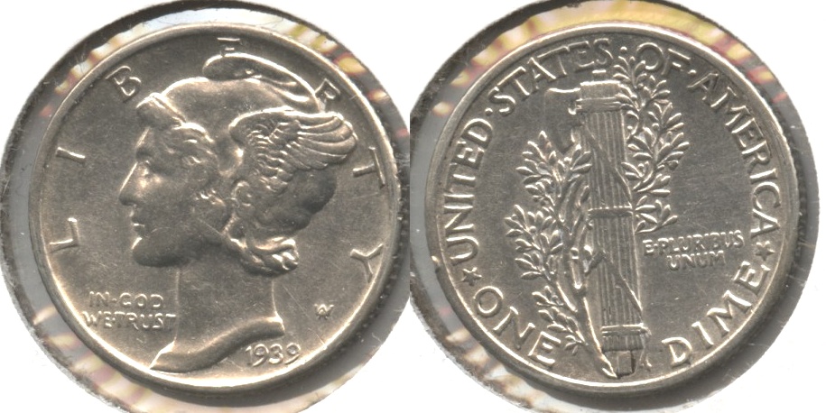 1939 Mercury Dime EF-45