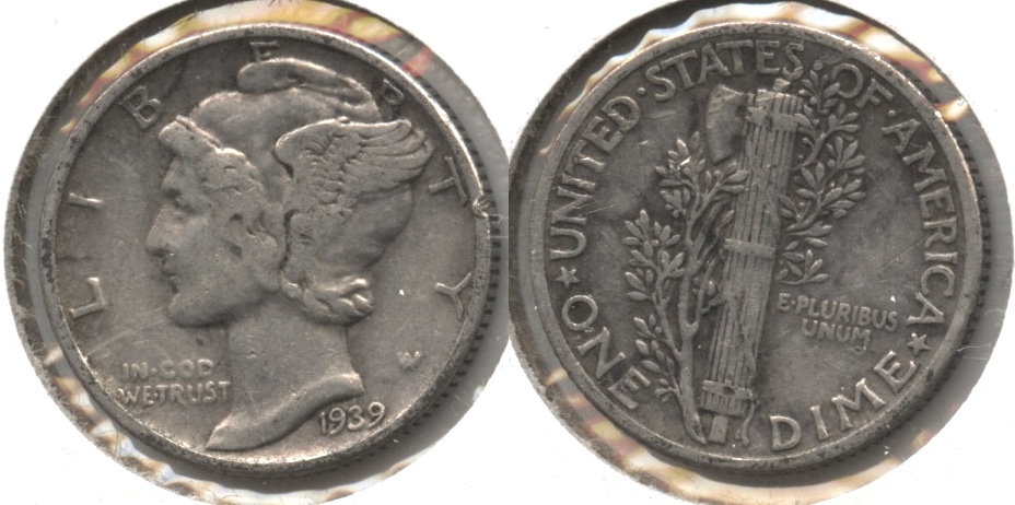 1939 Mercury Dime Fine-12 #af