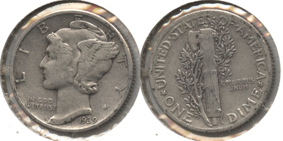 1939 Mercury Dime Fine-12 #j