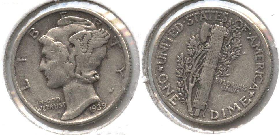 1939 Mercury Dime Fine-12 #q