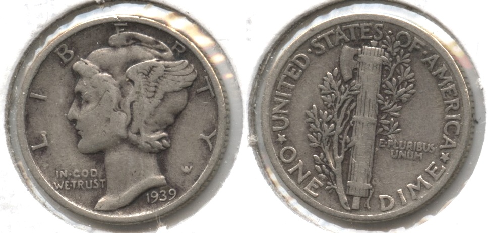 1939 Mercury Dime Fine-12 #t