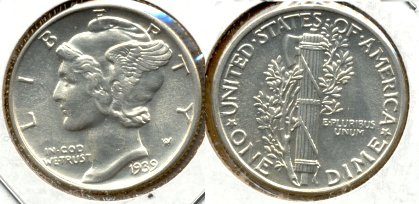 1939 Mercury Dime MS-60 b