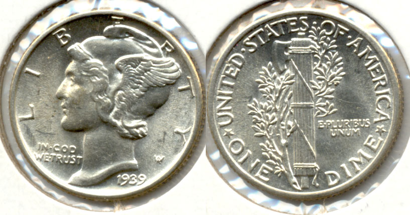 1939 Mercury Dime MS-60 f