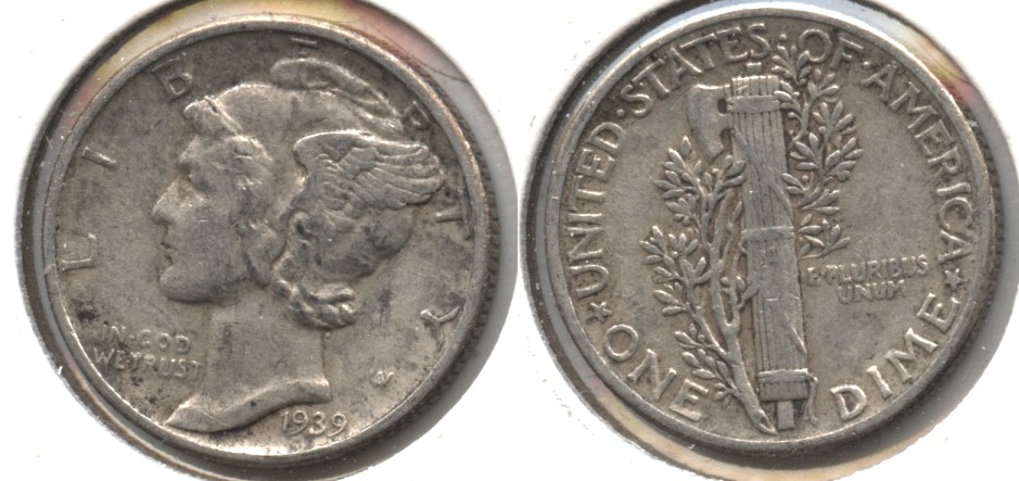 1939 Mercury Dime VF-30 #a