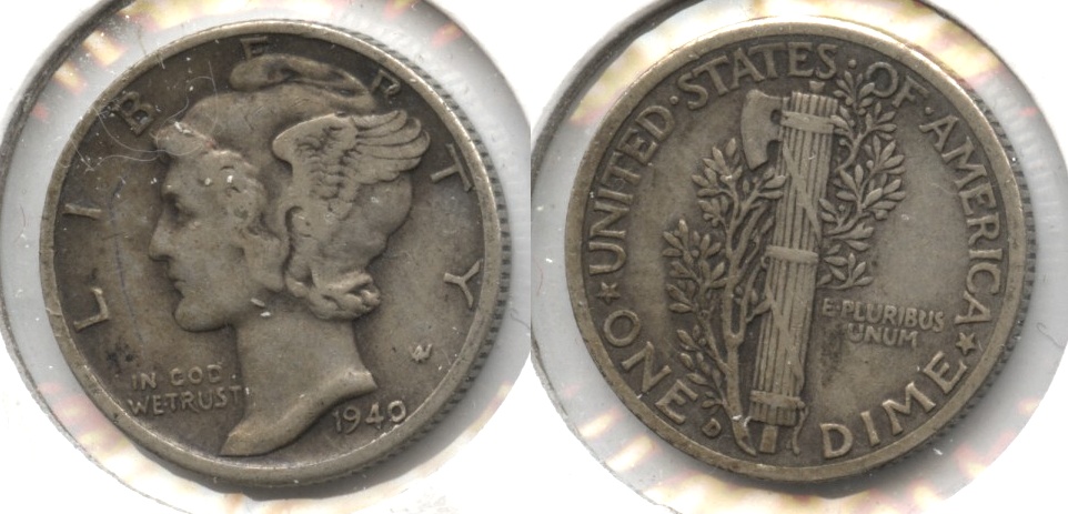 1940-D Mercury Dime Fine-12