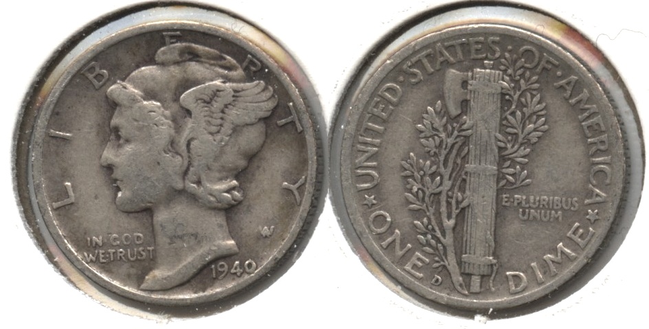 1940-D Mercury Dime Fine-15