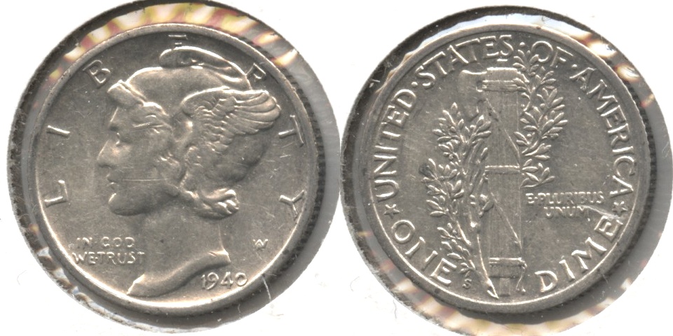 1940-S Mercury Dime EF-40