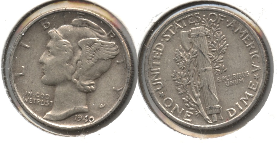 1940 Mercury Dime EF-40