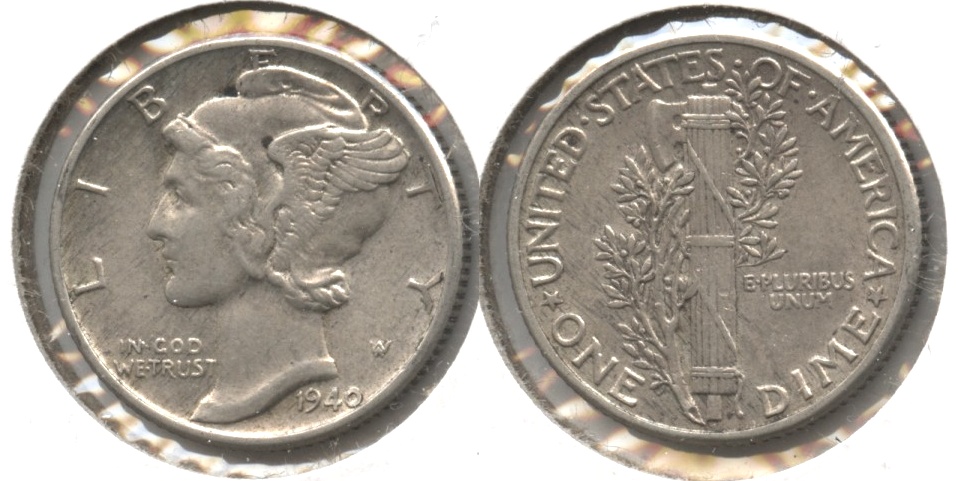 1940 Mercury Dime EF-40 #a