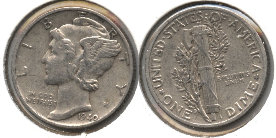 1940 Mercury Dime VF-30