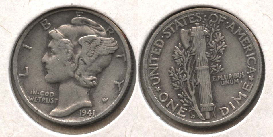 1941-D Mercury Dime Fine-12