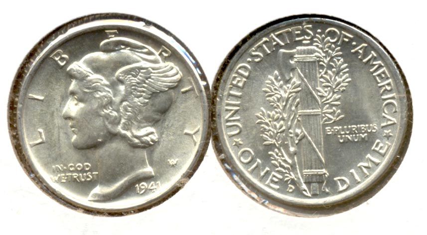 1941-D Mercury Dime MS-60 h