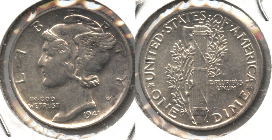 1941 Mercury Dime AU-55