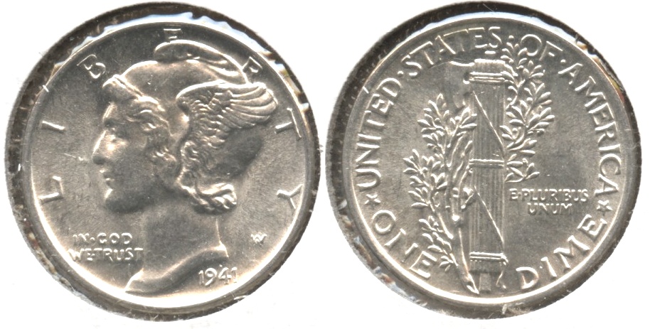1941 Mercury Dime MS-60 #r