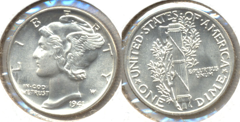 1941 Mercury Dime MS-63 h