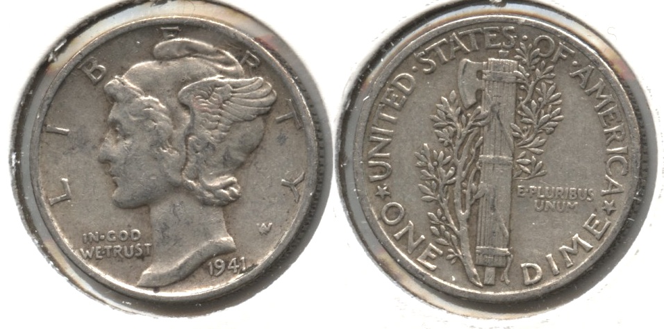 1941 Mercury Dime VF-30