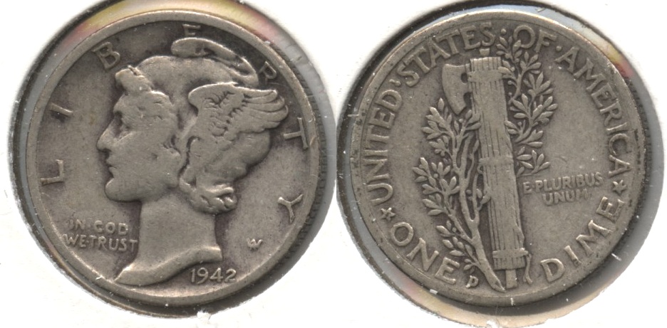 1942-D Mercury Dime Fine-12 #ab