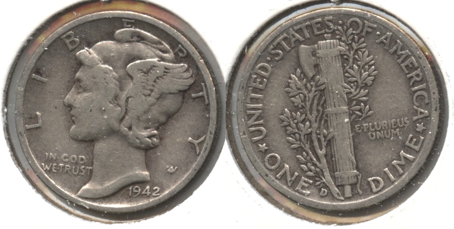 1942-D Mercury Dime Fine-12 #ad